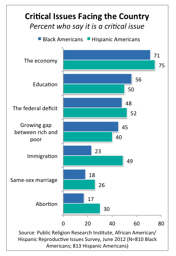 PRRI 2012 Reproductive Survey_critical issues facing the country by race